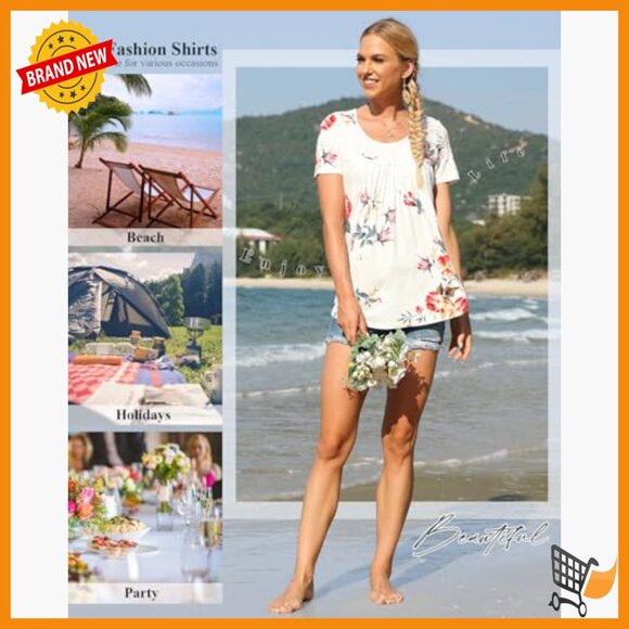 Soft Stretch Rayon Tunic Top Loose Fit Scoop Neck Summer Casual Wear - Picture 6 of 7